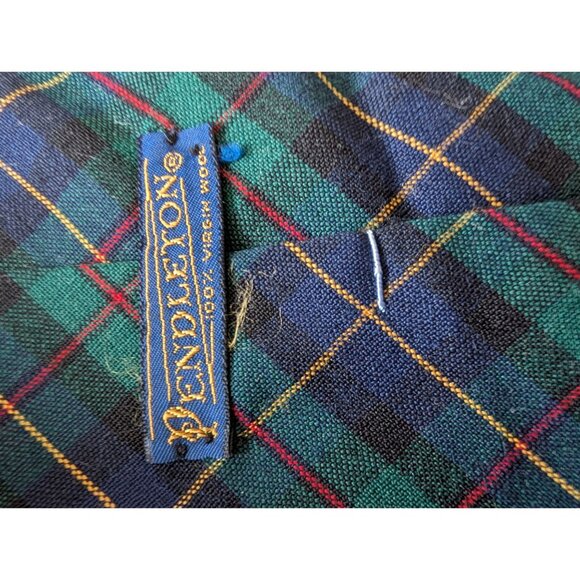 Pendleton Mens Tartan Plaid Tie 100% Virgin Wool Green & Blue Checkered Design - Picture 4 of 4